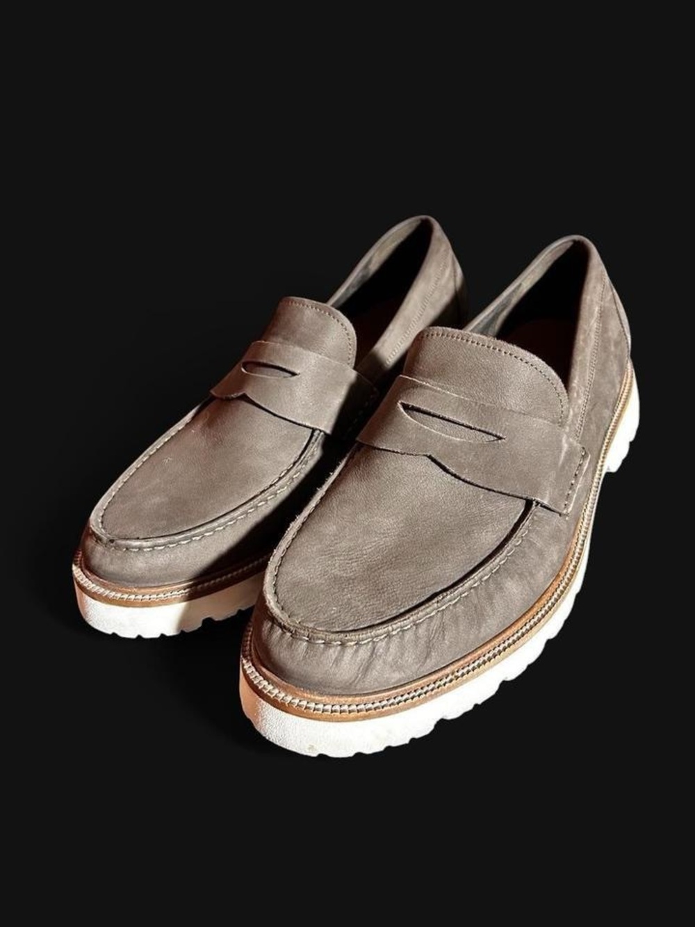 Cole Haan chocolate truffle brown suede American Classics penny loafers sz 11.5